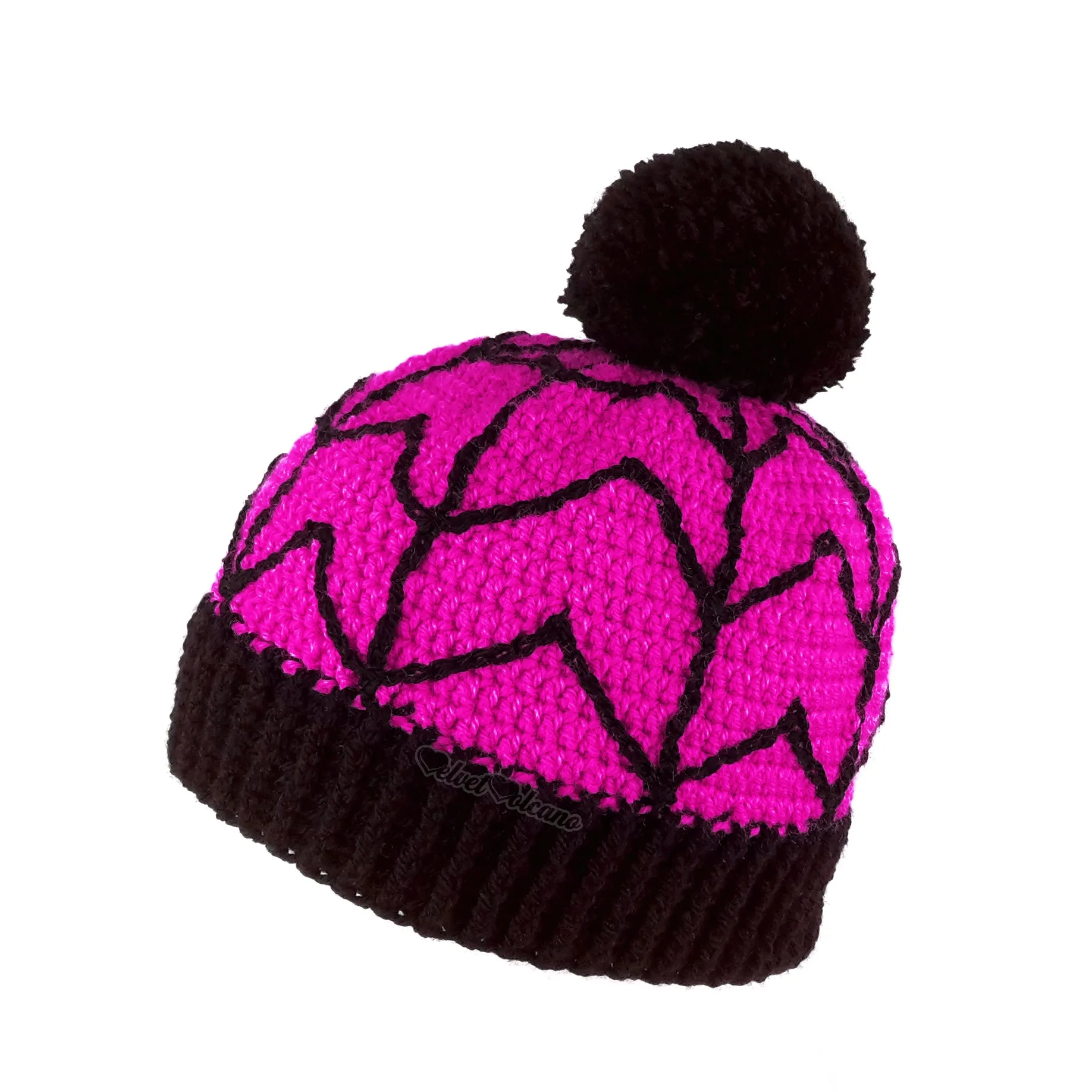 Spider Web Pom Pom Beanie (Custom Colour)