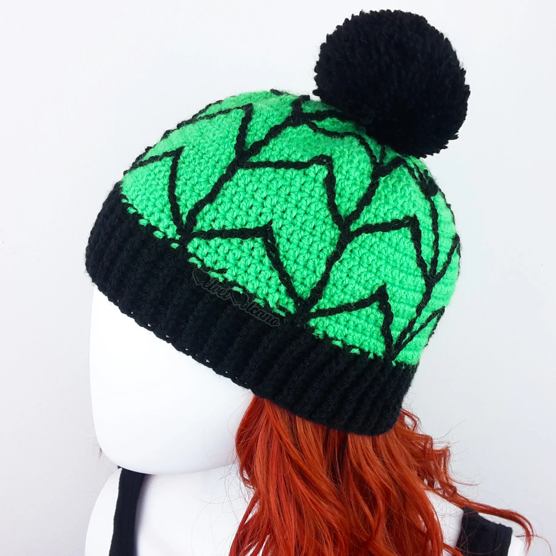 Spider Web Pom Pom Beanie (Custom Colour)