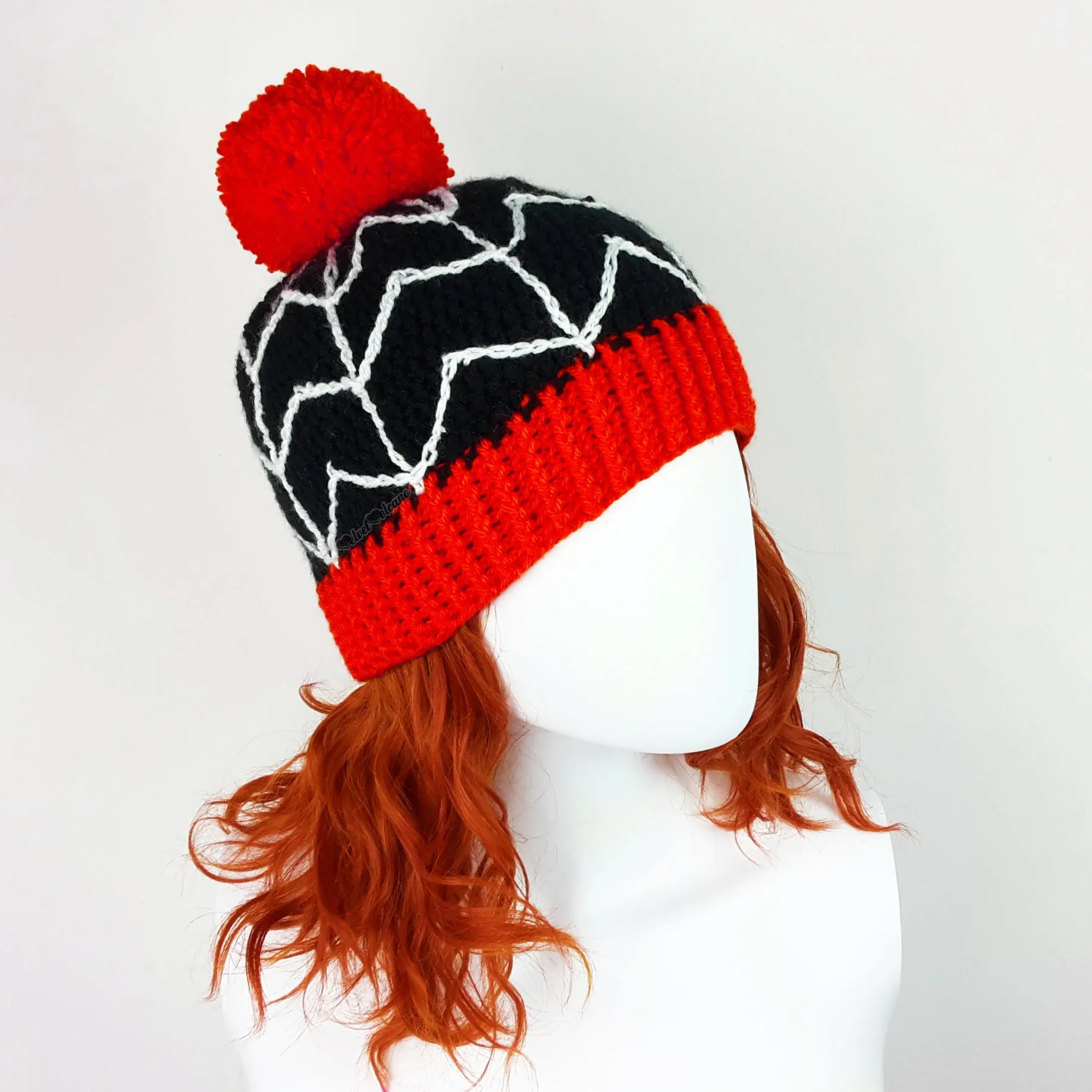 Spider Web Pom Pom Beanie (Custom Colour)