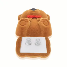 Sterling Silver Teddy Bear Kids Stud Earrings Box Set