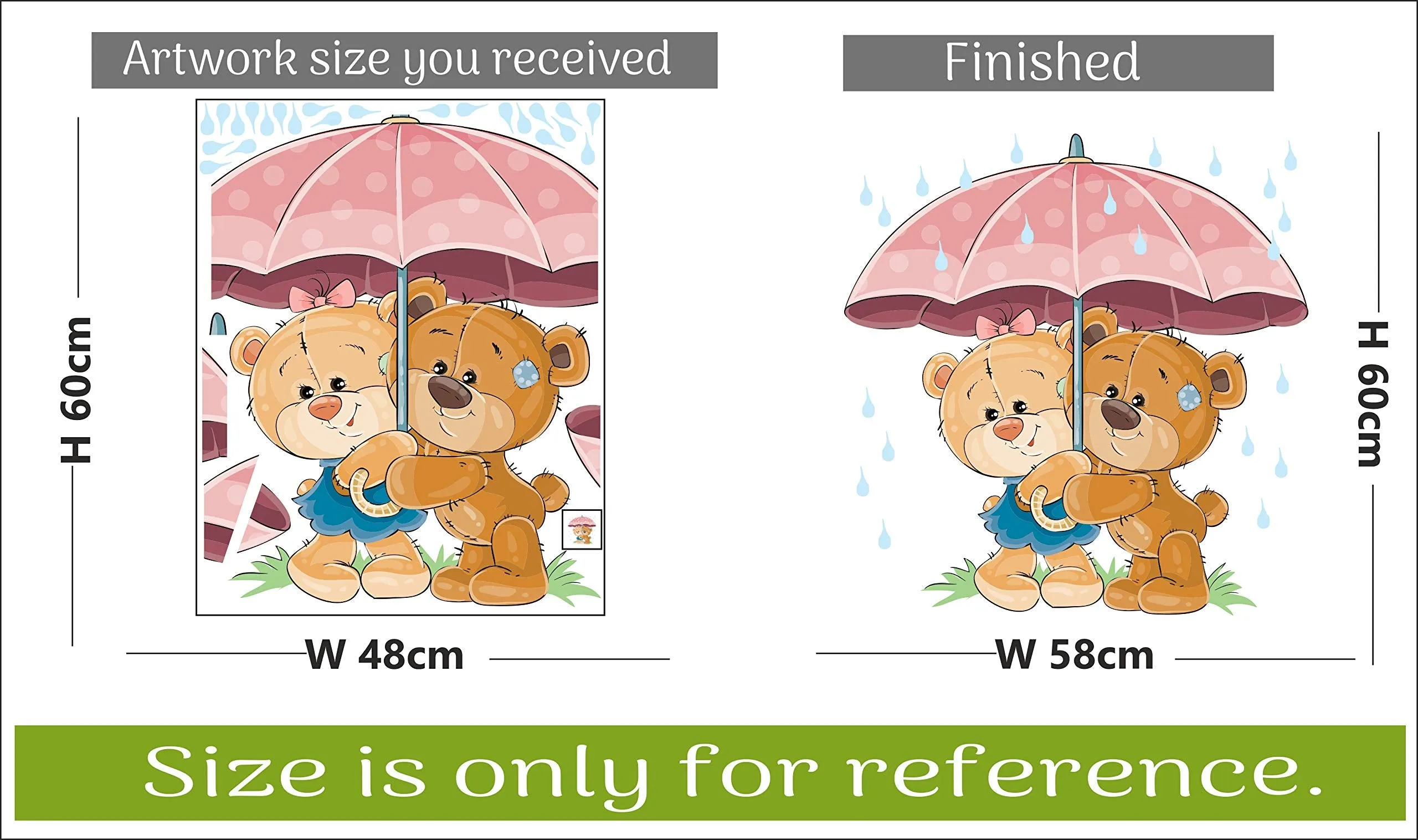 Sticker Hub Cute Teddy Bears Wall Sticker 60 cm x 58 cm AS413