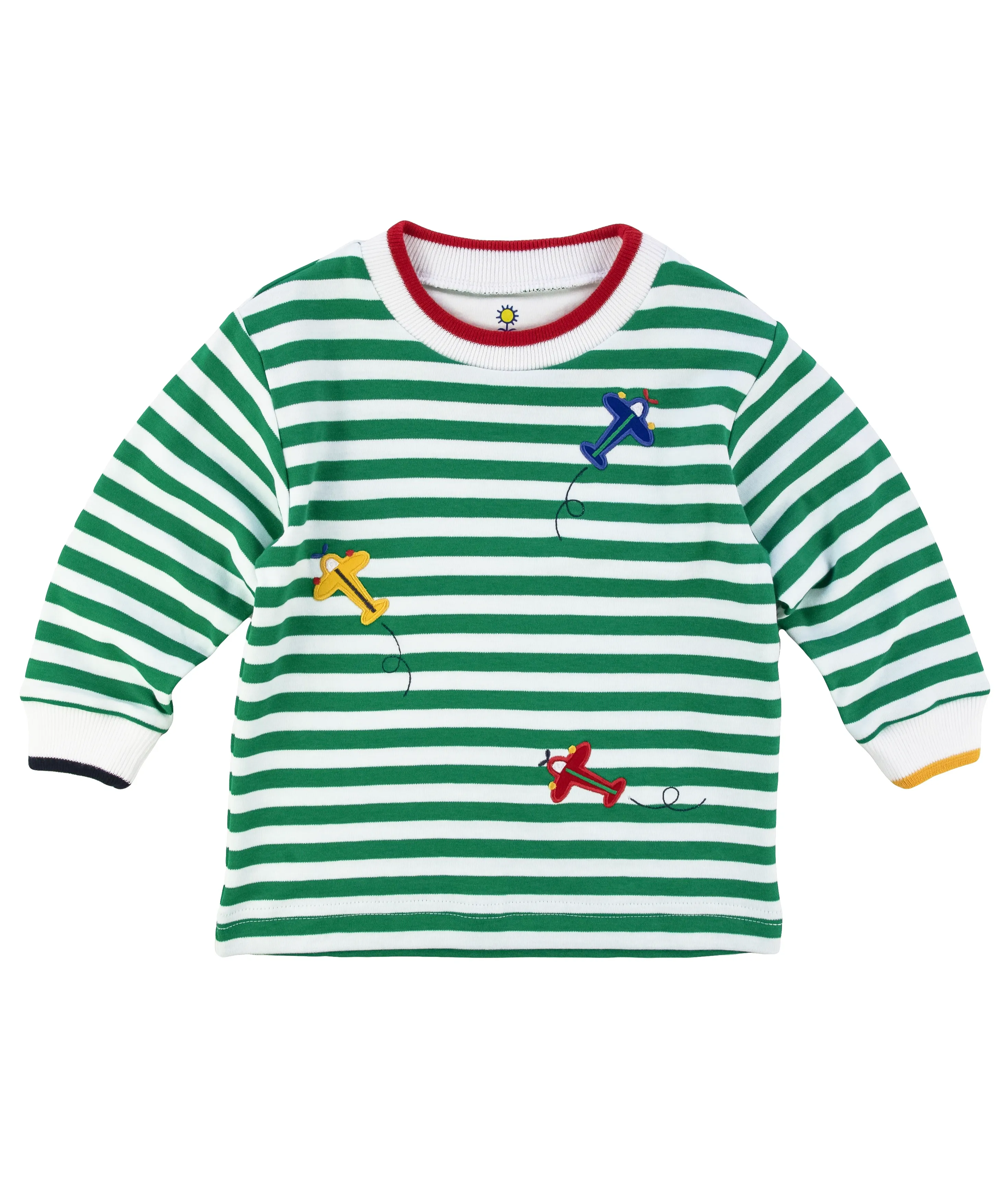 Stripe Knit Shirt With Airplanes