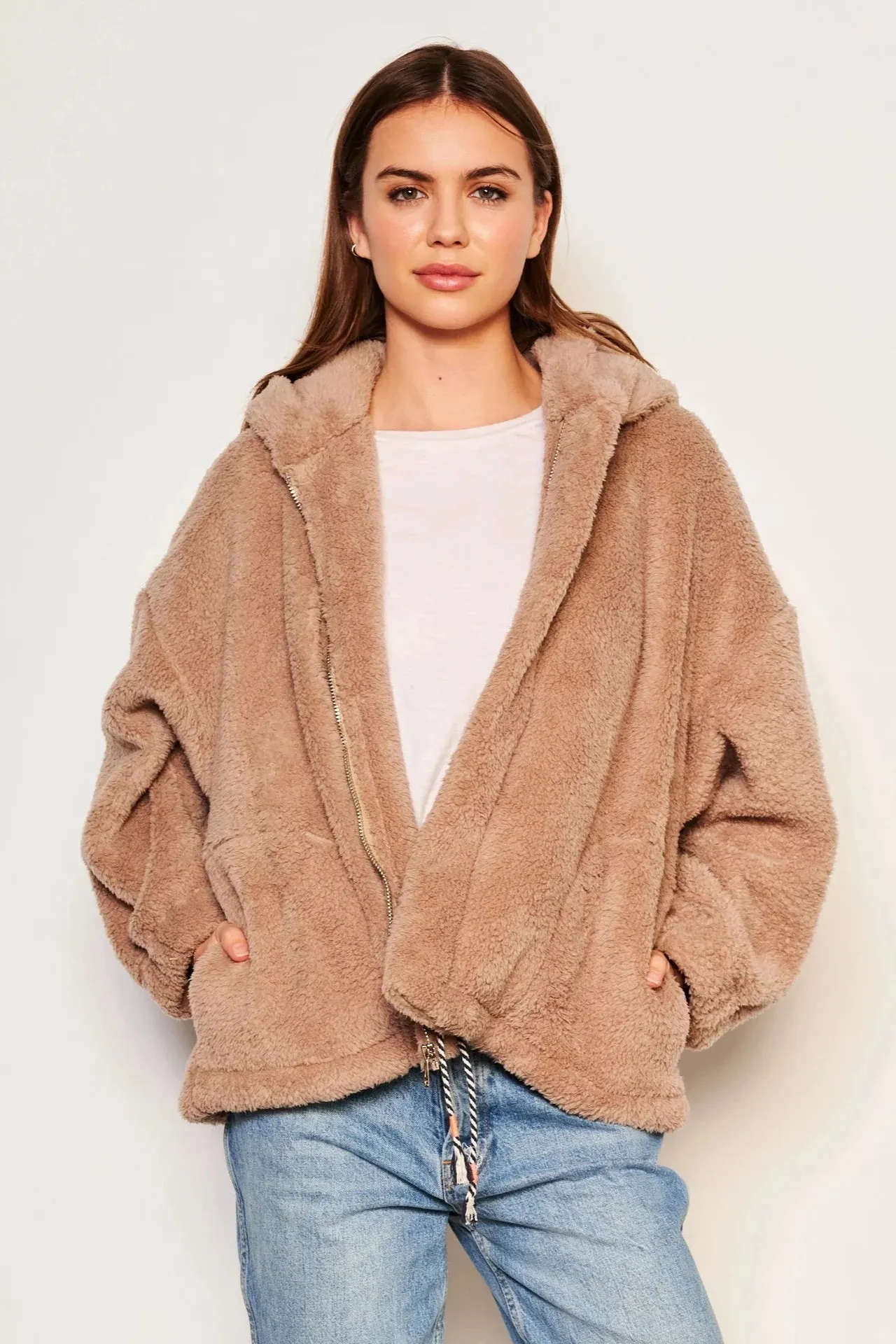 Sundry Sherpa Hooded Coat