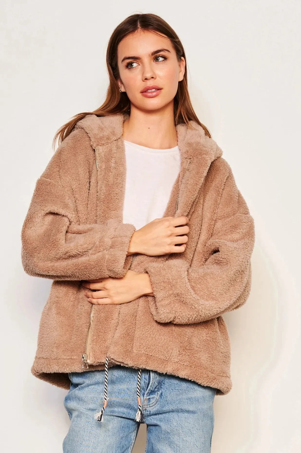 Sundry Sherpa Hooded Coat