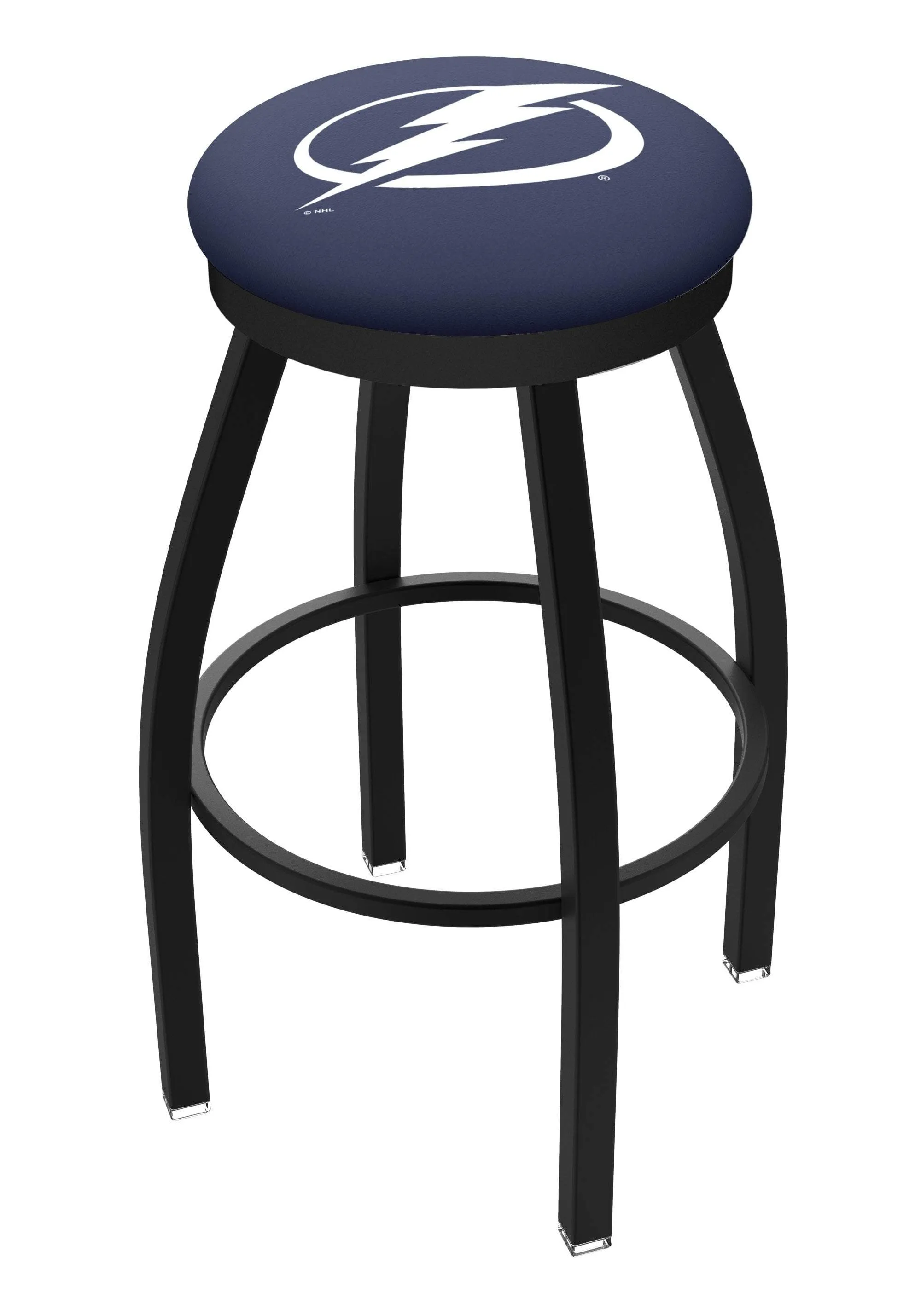 Tampa Bay Lightning HBS Black Swivel Bar Stool with Blue Cushion