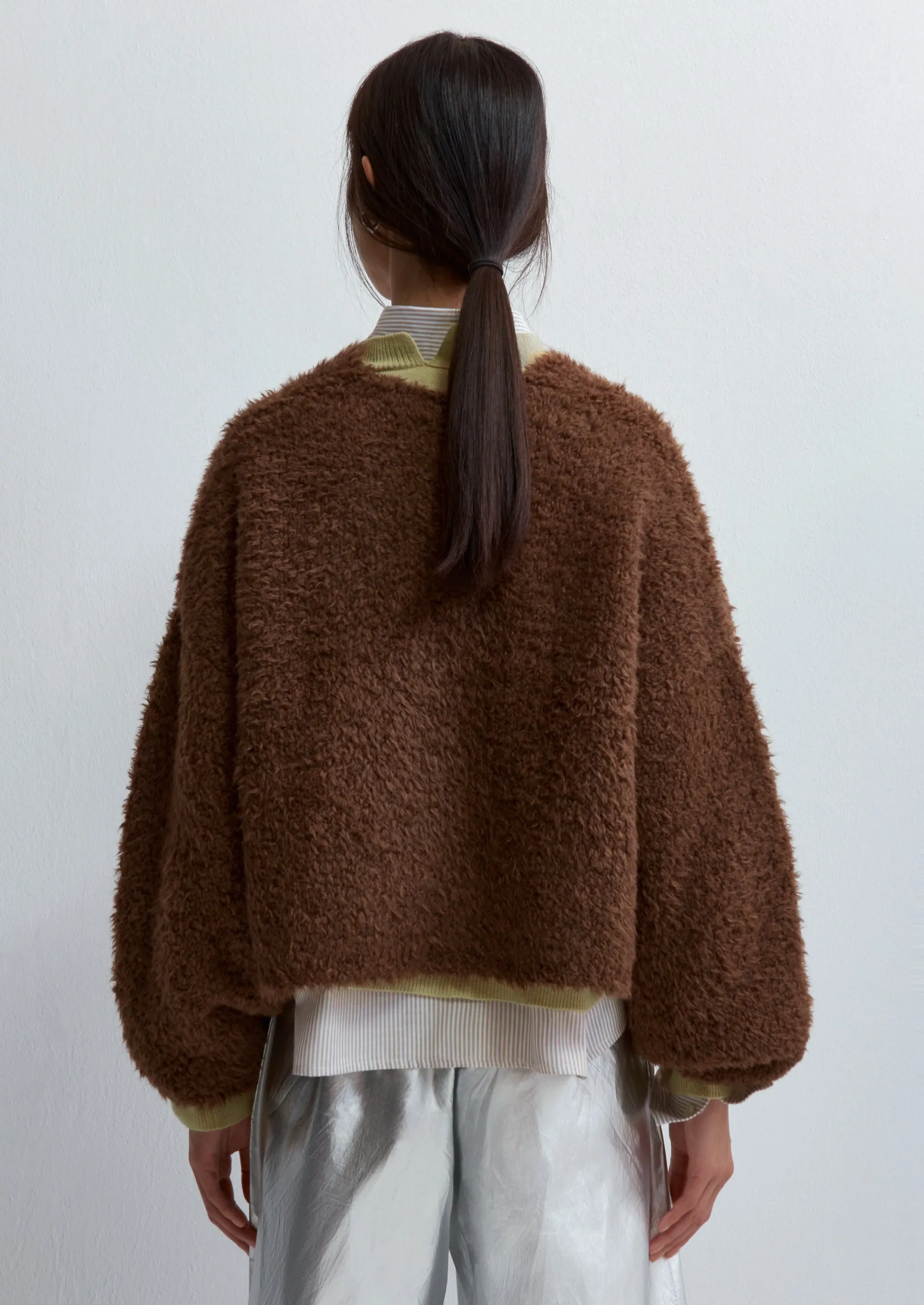 Teddy Cropped Cardigan, Acorn