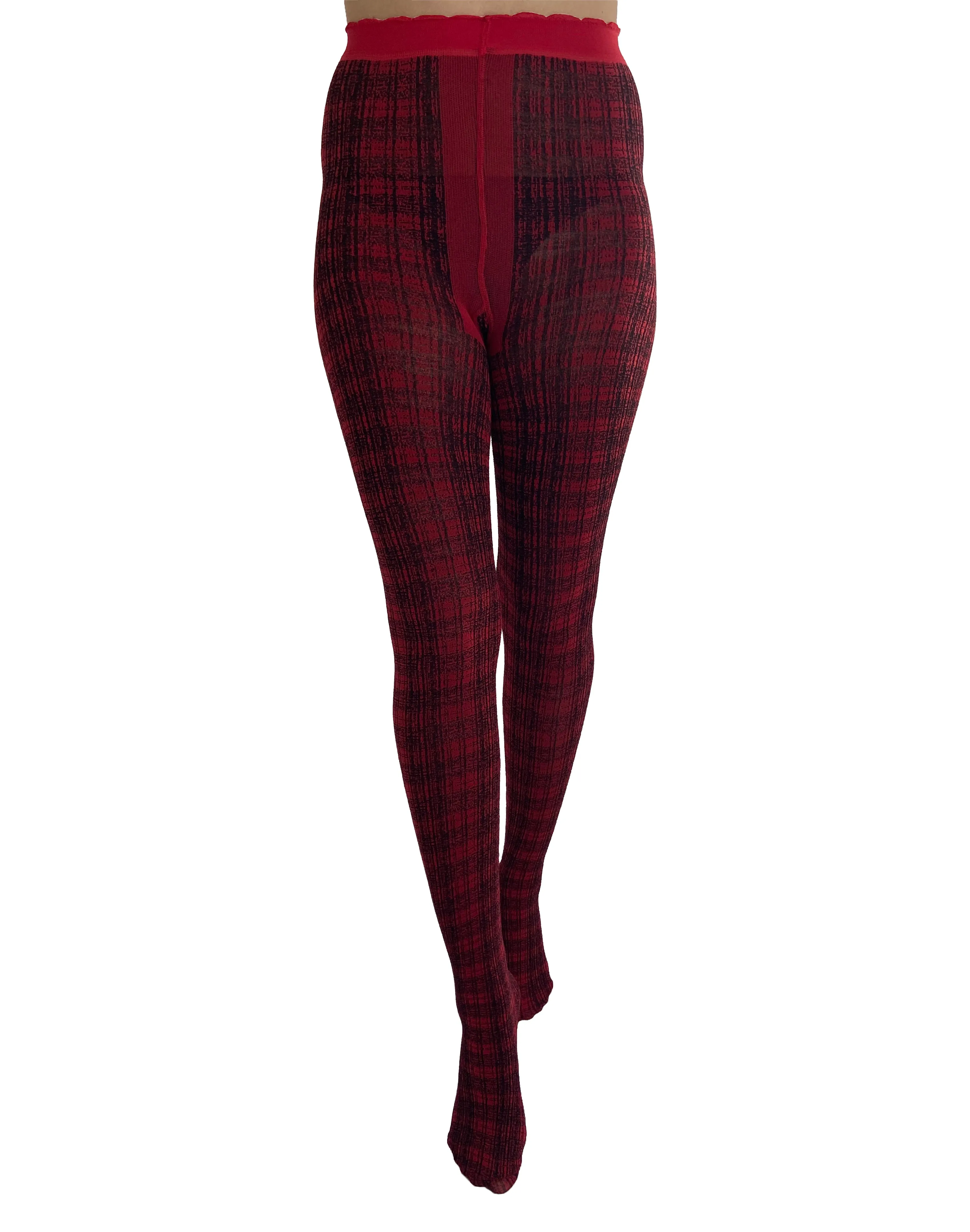 Textured Tartan Tights