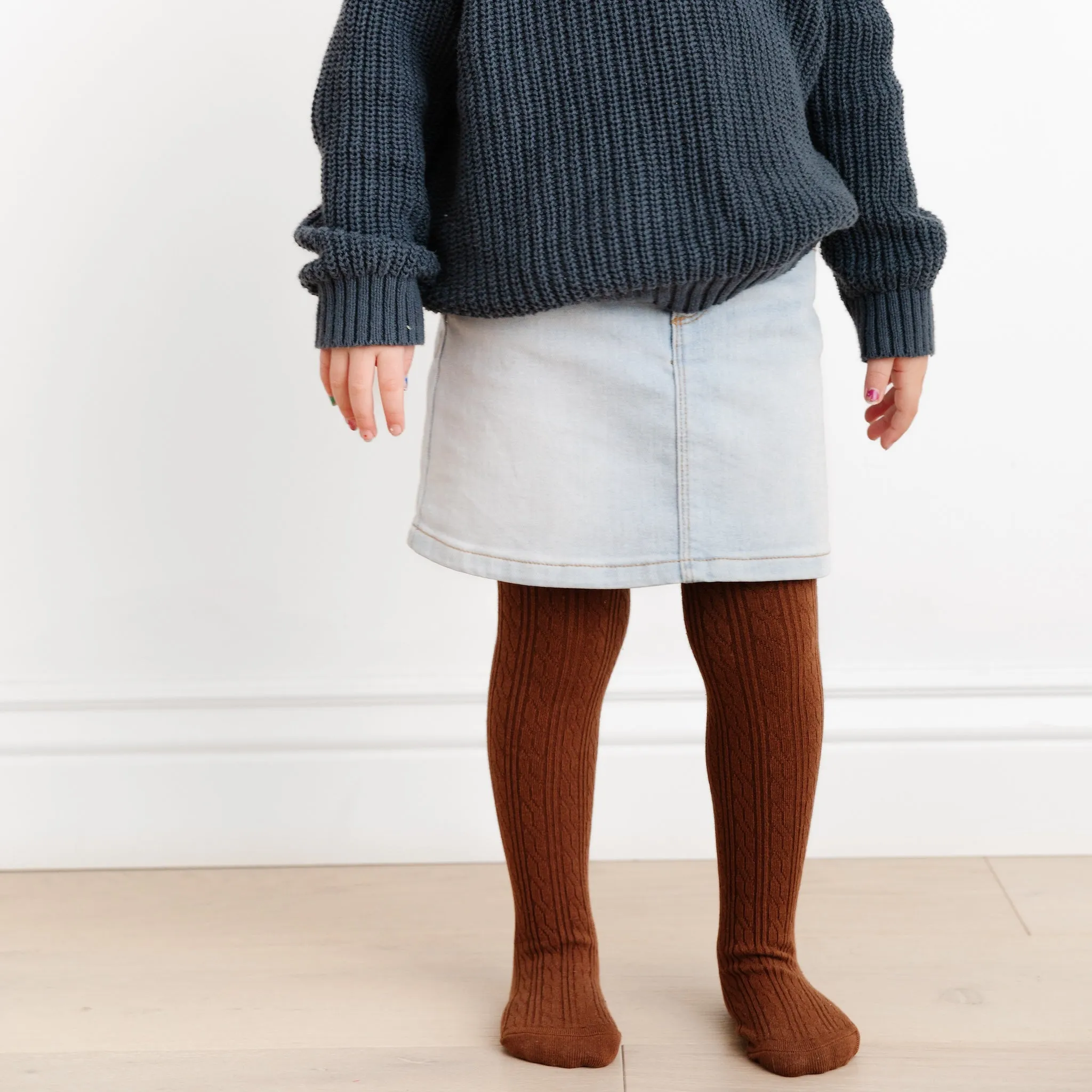 The Little Stocking Co - Cable Knit Tights - Brownie