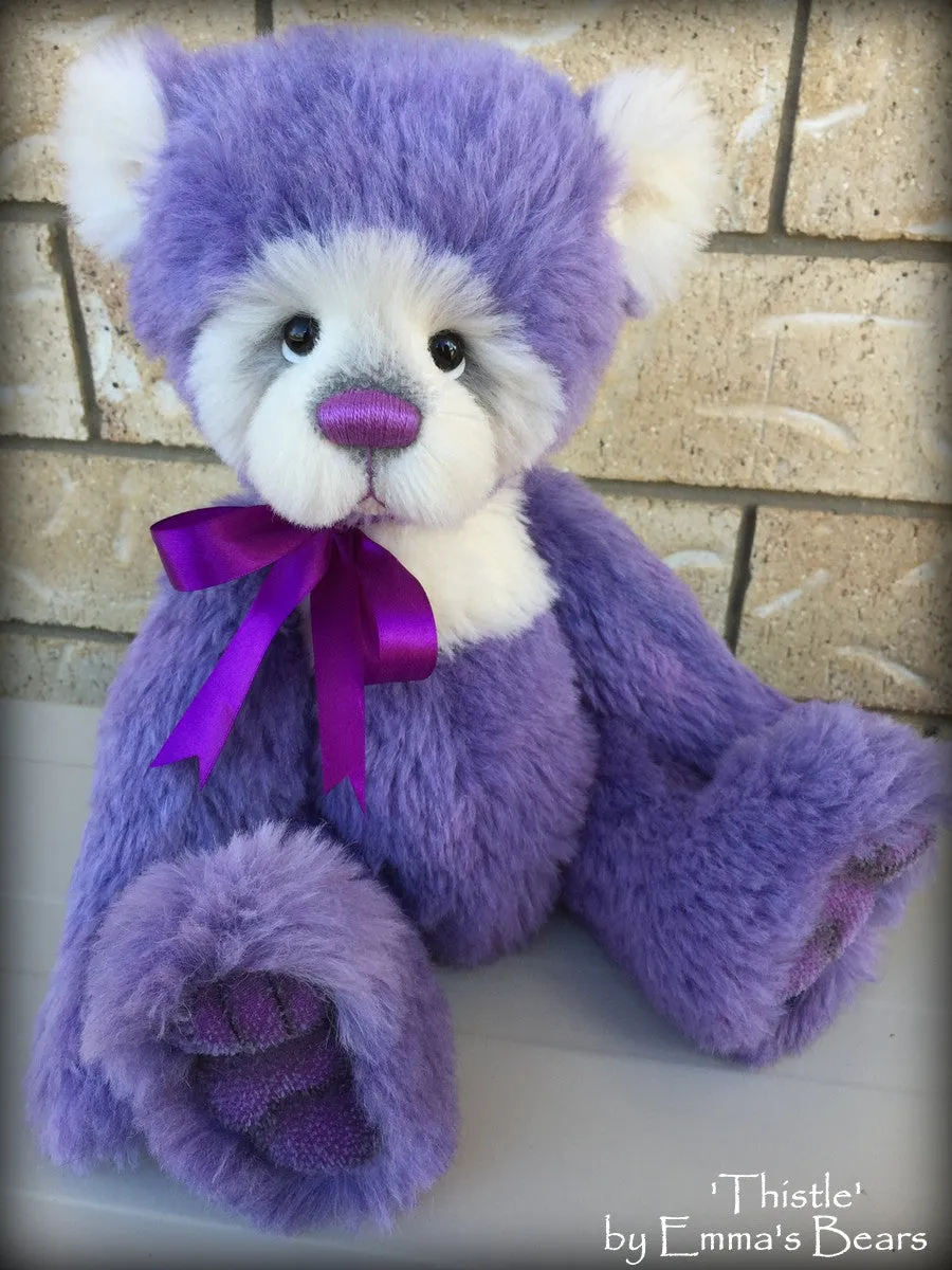 Thistle - 16IN hand dyed purple alpaca artist bear by Emmas Bears - OOAK