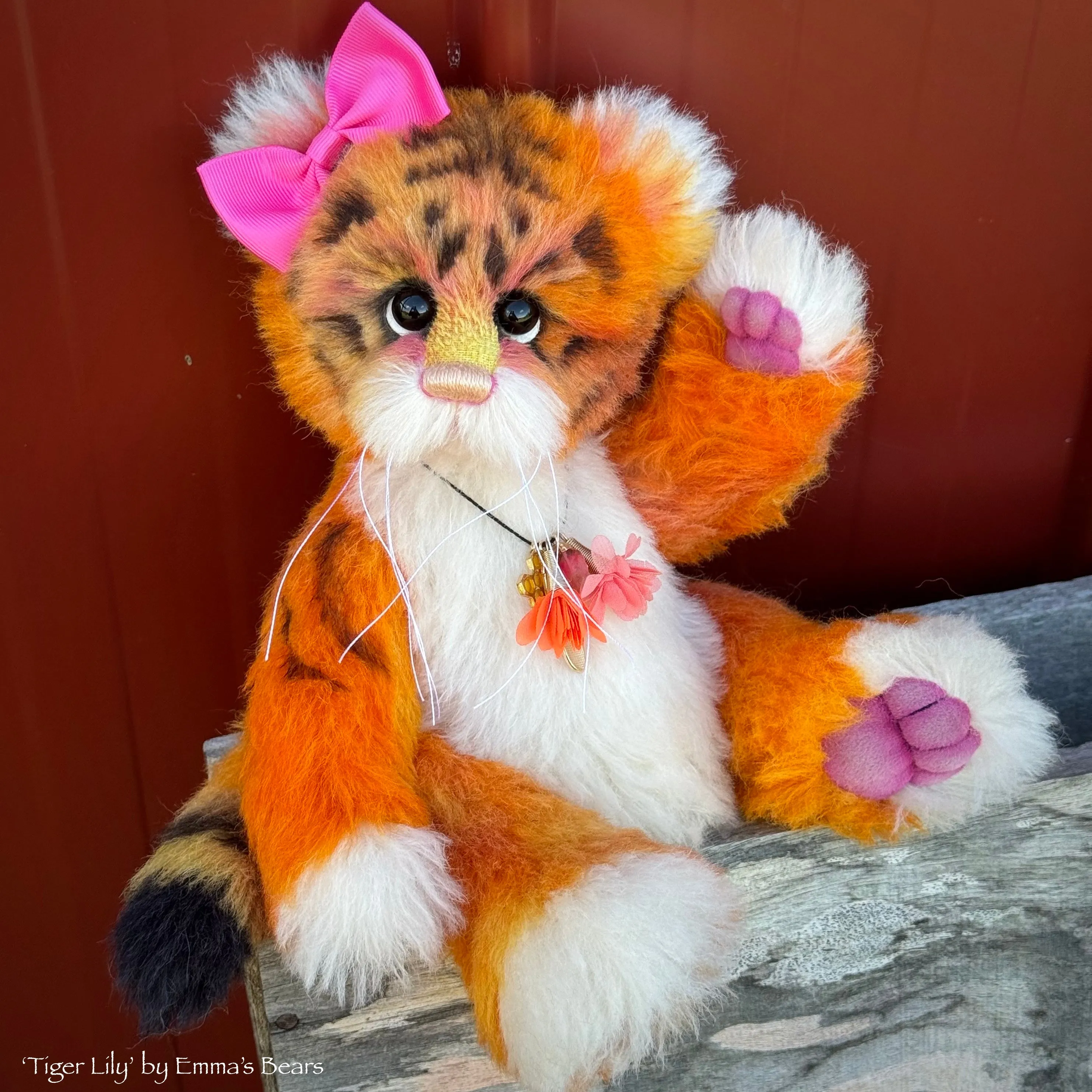 Tiger Lily - 12" Hand-dyed alpaca artist Tiger Teddy by Emma's Bears - OOAK