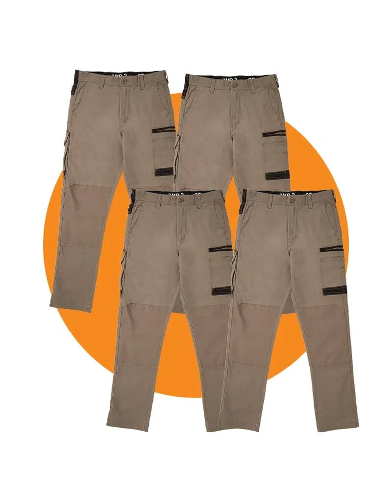 Tradies WP-3 Stretch Work Pants 4 Value Pack - Khaki