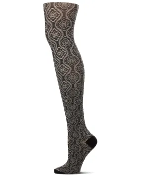 Trellis Patterned Cotton Blend Sweater Tights