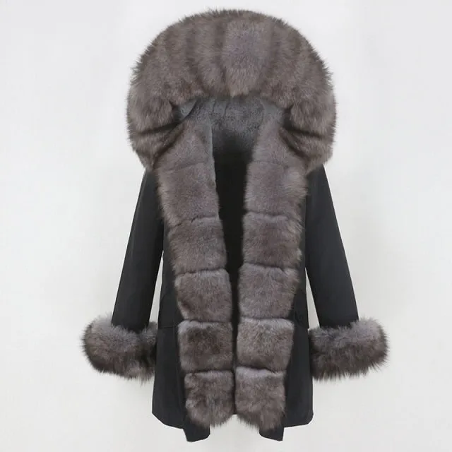 Trendy Winter Fox Fur Collar Coat