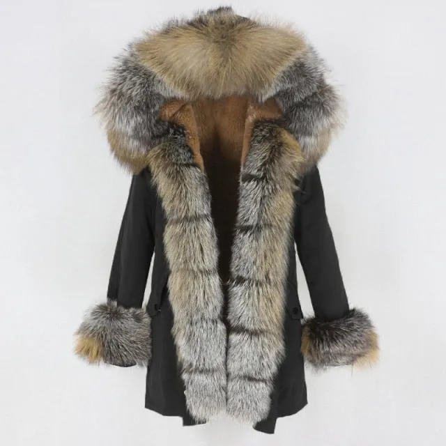 Trendy Winter Fox Fur Collar Coat