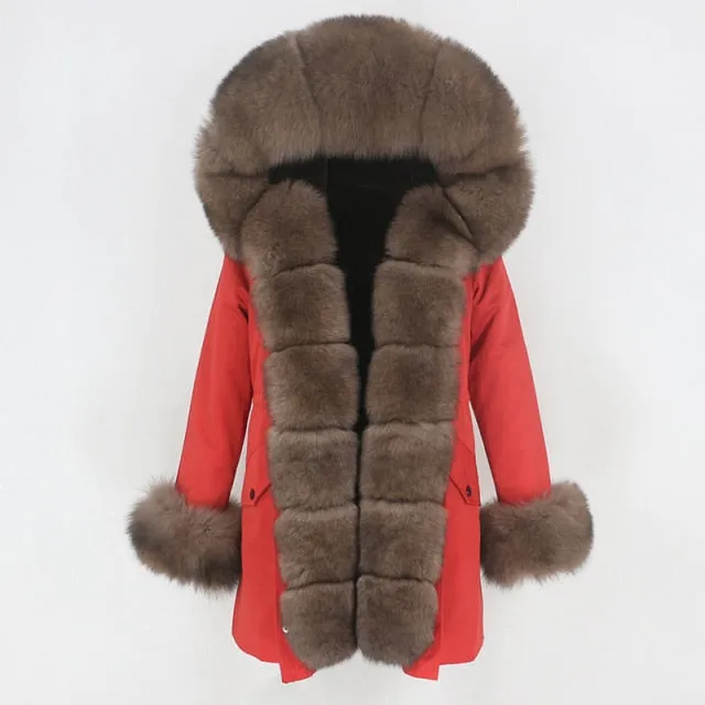 Trendy Winter Fox Fur Collar Coat