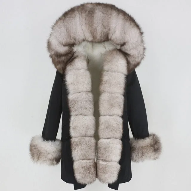 Trendy Winter Fox Fur Collar Coat