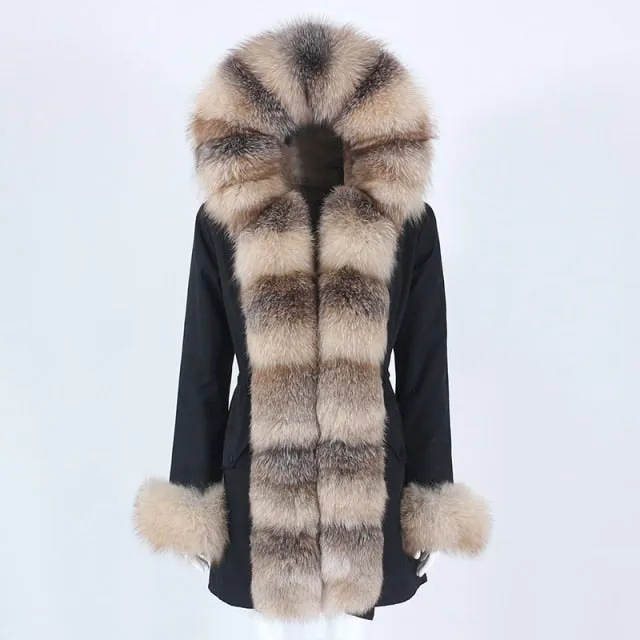 Trendy Winter Fox Fur Collar Coat