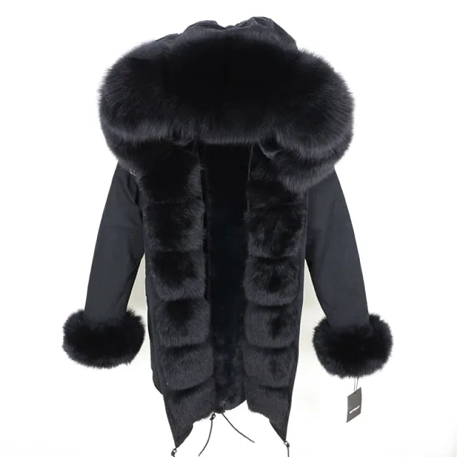 Trendy Winter Fox Fur Collar Coat