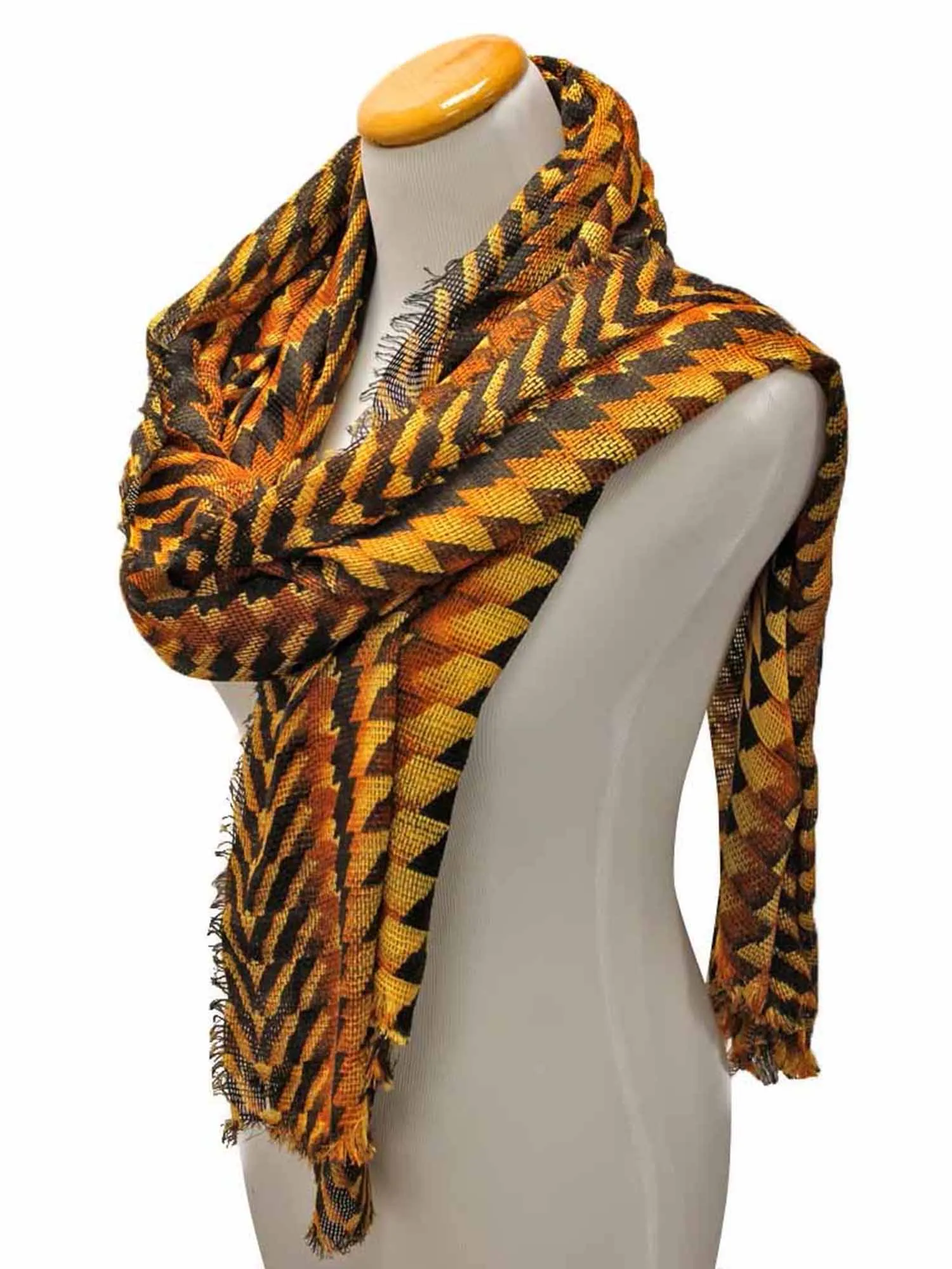 Vibrant Tricolor Tribal Print Scarf Shawl