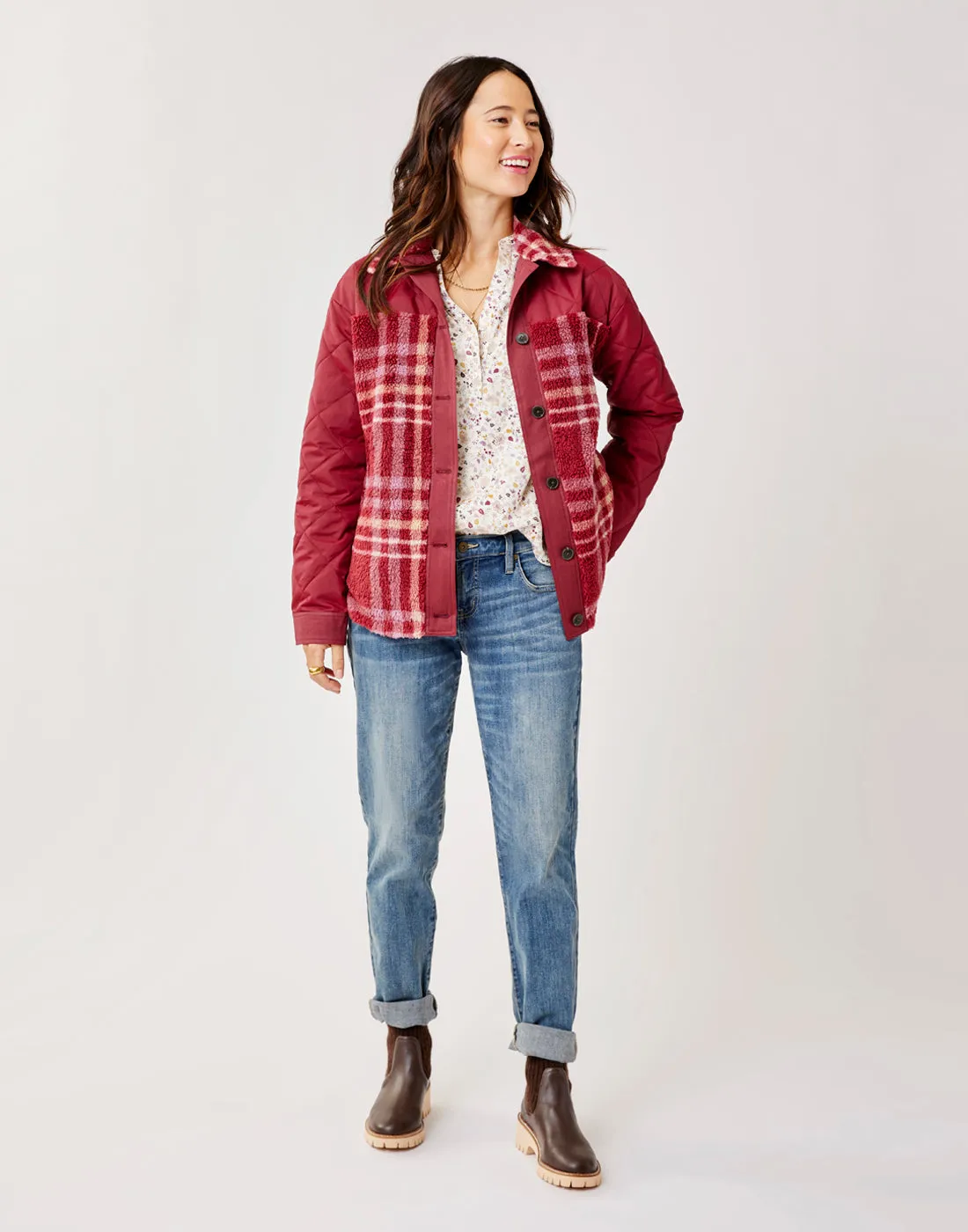 Vineyard Shacket: Brick Plaid