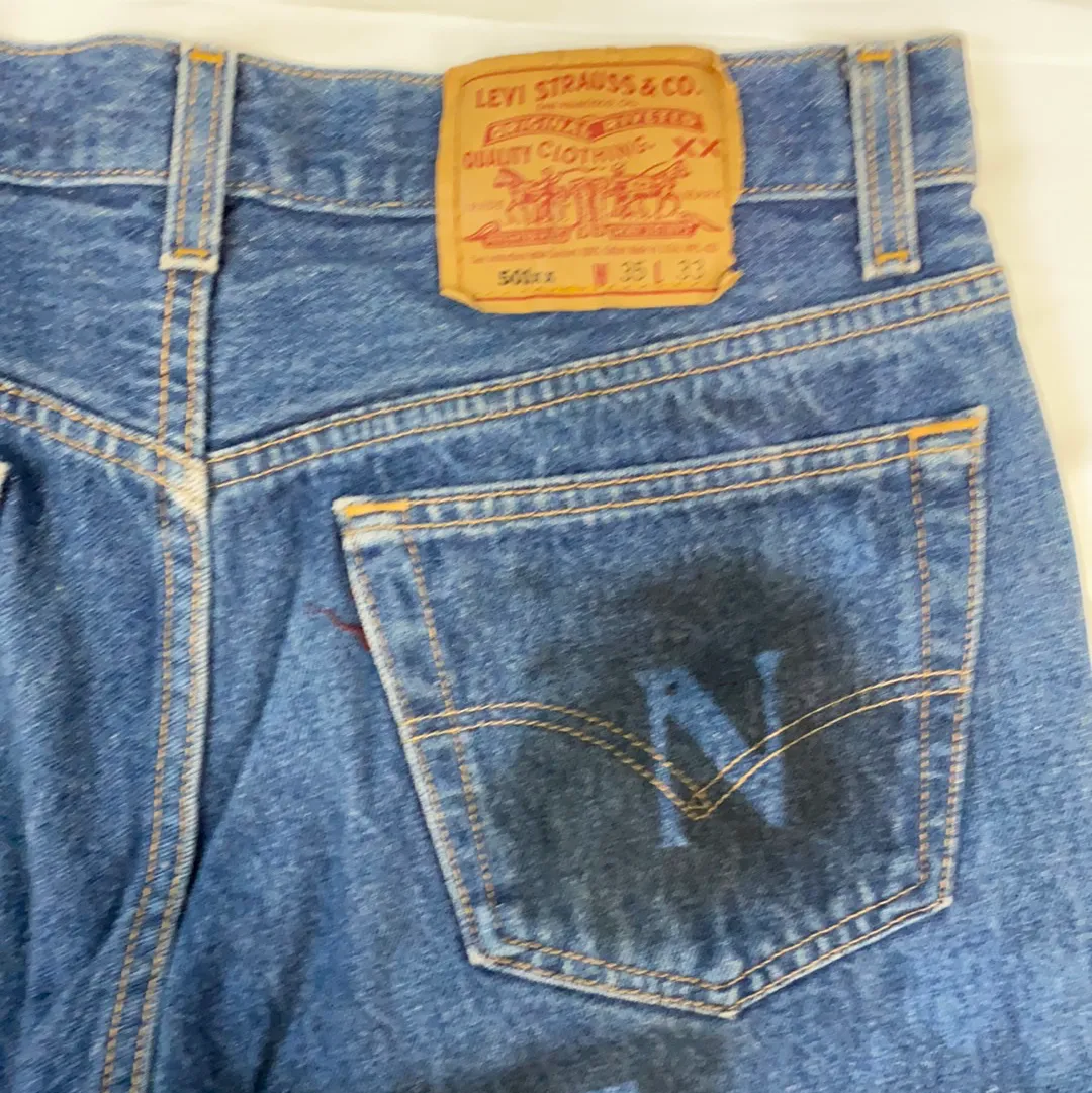 Vintage Custom 1980s Levi’s denim stencil pant - W35