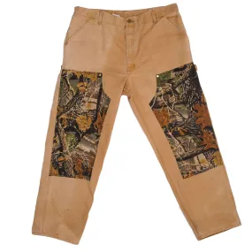 VINTAGE REWORKED CARHARTT DOUBLE KNEE CAMO CARPENTER PANTS SIZE 40X32 W40 L32