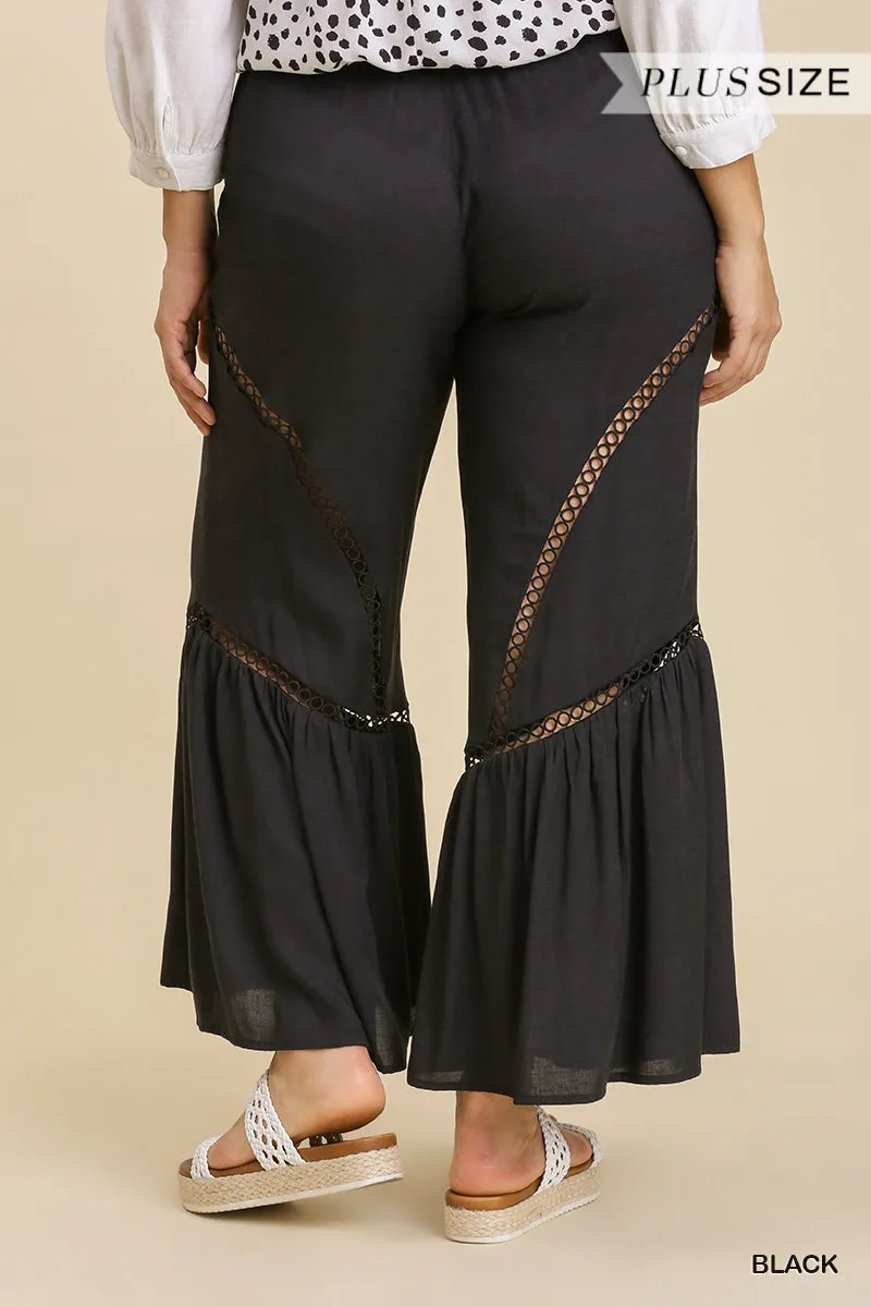 Voluptuous ( ) Plus Size Wide Leg Elastic Waist Lace Tape Pants - 2 colors - Ships from The USA