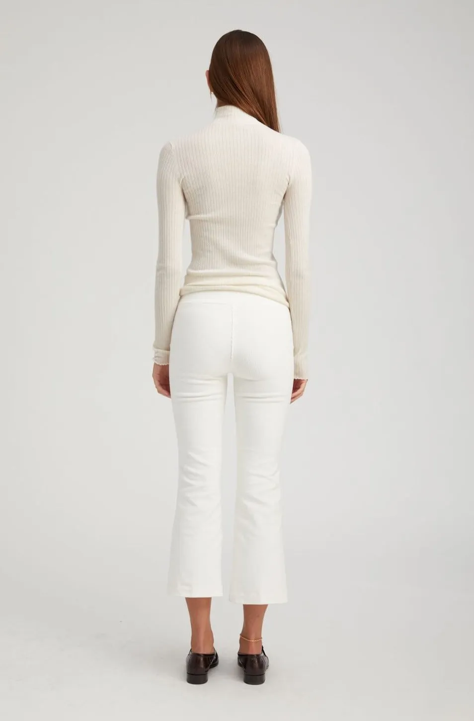 White Corduroy Ankle Flare Pants