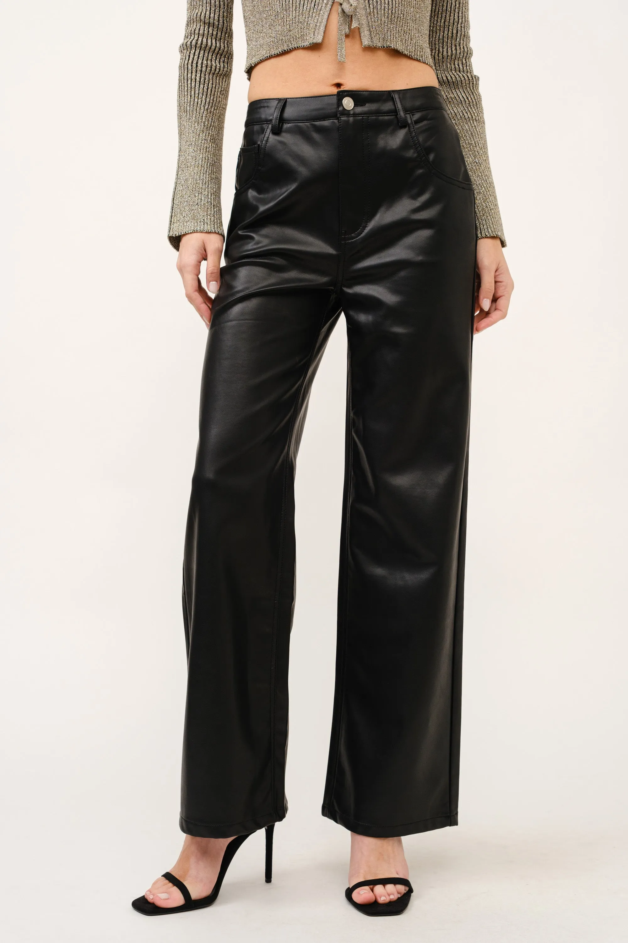 Wide Leg Leather Pant