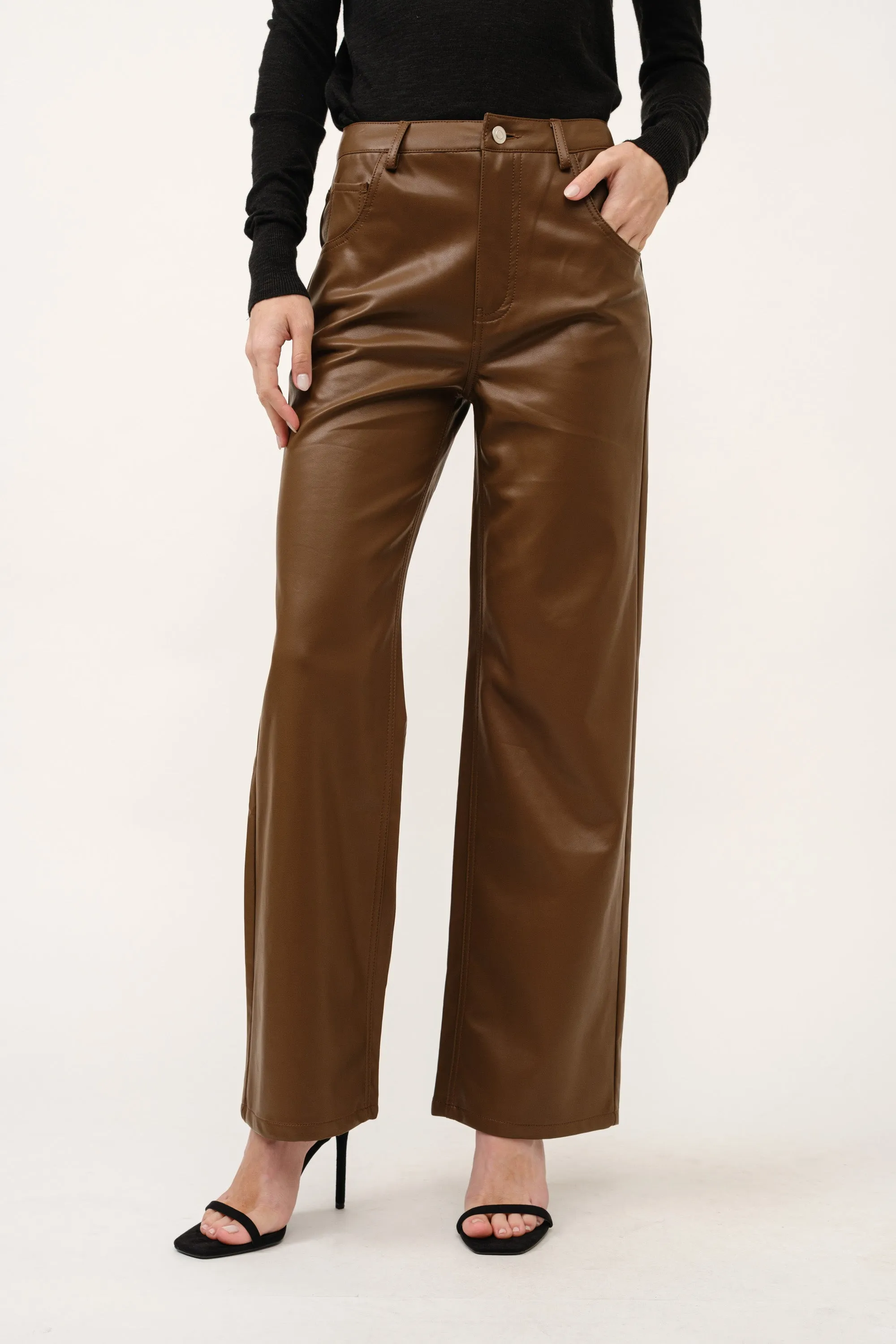 Wide Leg Leather Pant