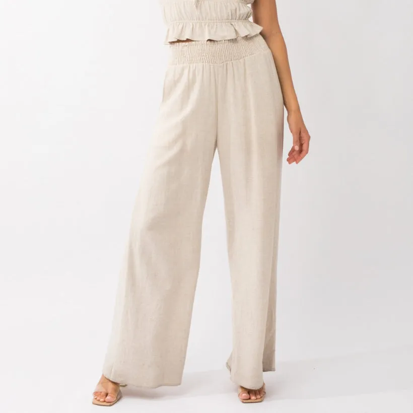 Wide Leg Linen Pants - Linen Blend Palazzo Pants