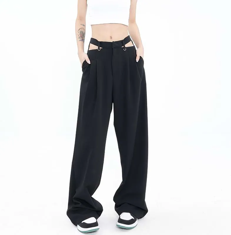 Wide Leg Waist Cutout Pants