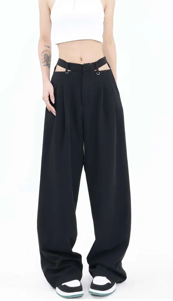 Wide Leg Waist Cutout Pants