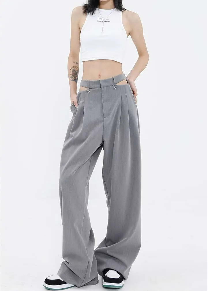 Wide Leg Waist Cutout Pants