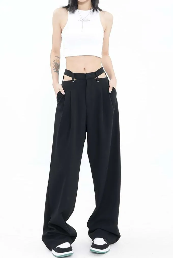 Wide Leg Waist Cutout Pants