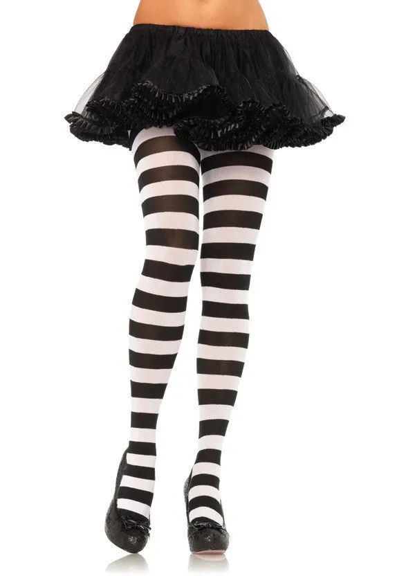 Wide Stripe Tights Black/White - Leg Avenue