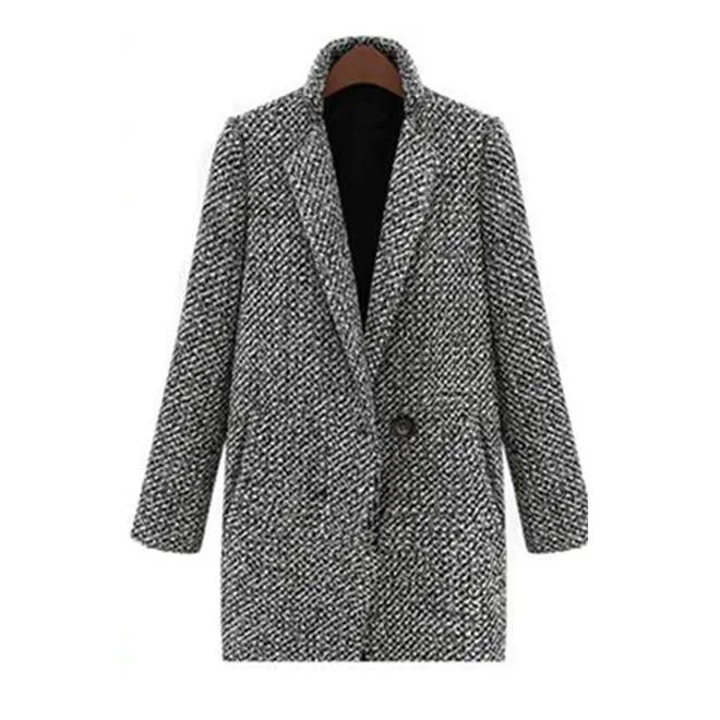 Women Collar Neck Curve Pockets Woolen Coat - C3869TCC