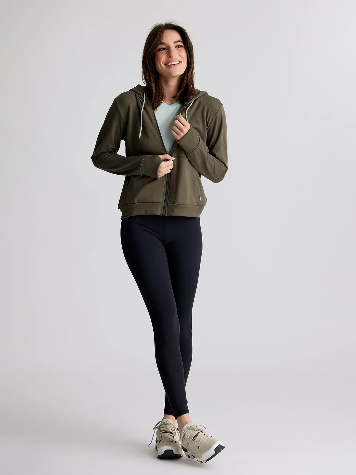 Women's Bamboo Lightweight Fleece Zip Hoodie - Fatigue