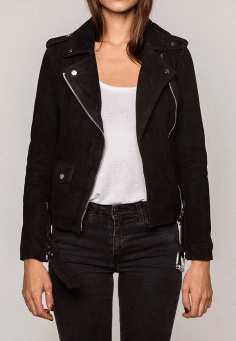 Women’s Black Suede Biker Leather Jacket