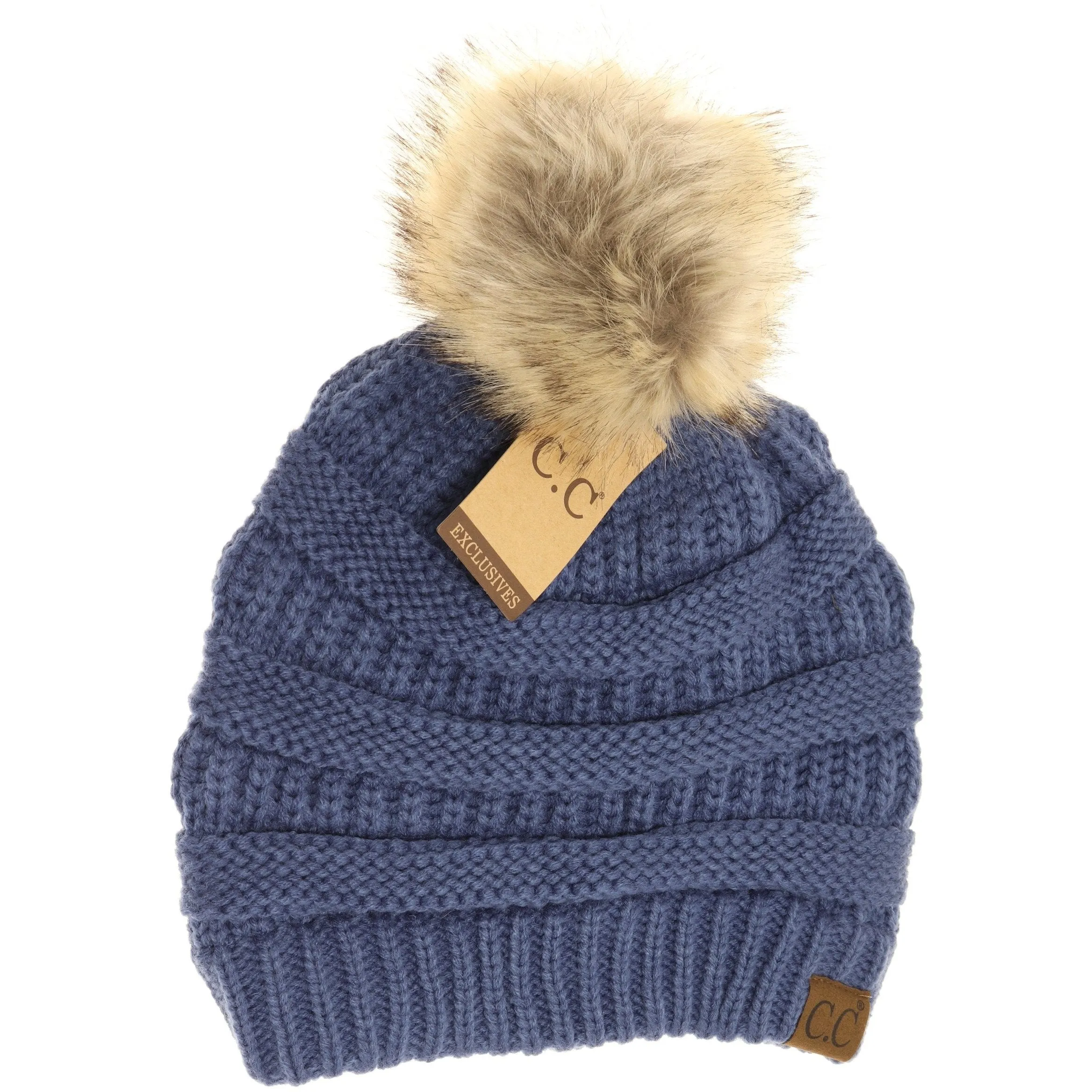 Women's CC Beanie w/ Fur Pom