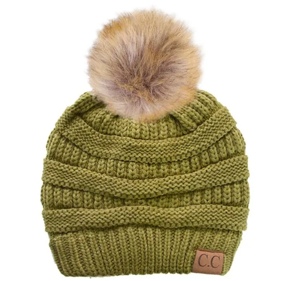 Women's CC Beanie w/ Fur Pom