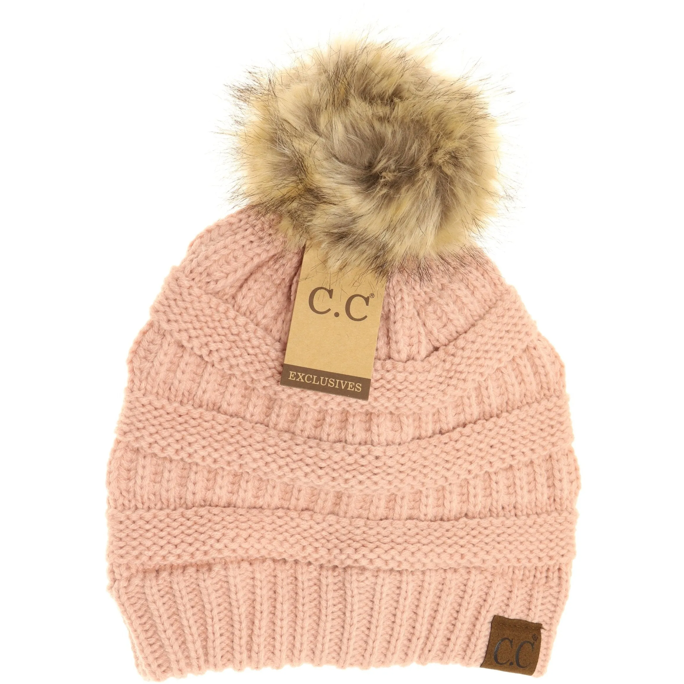 Women's CC Beanie w/ Fur Pom