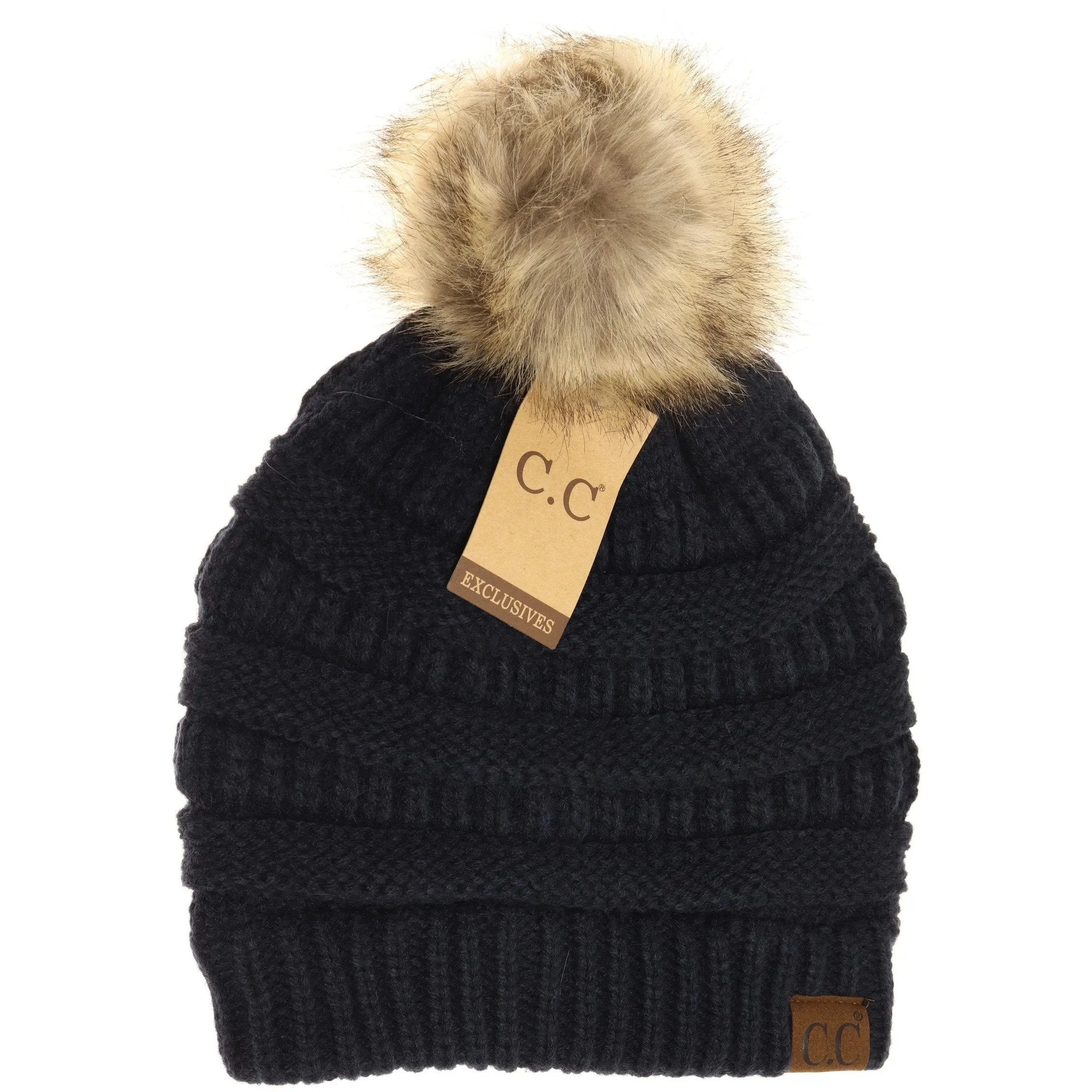 Women's CC Beanie w/ Fur Pom