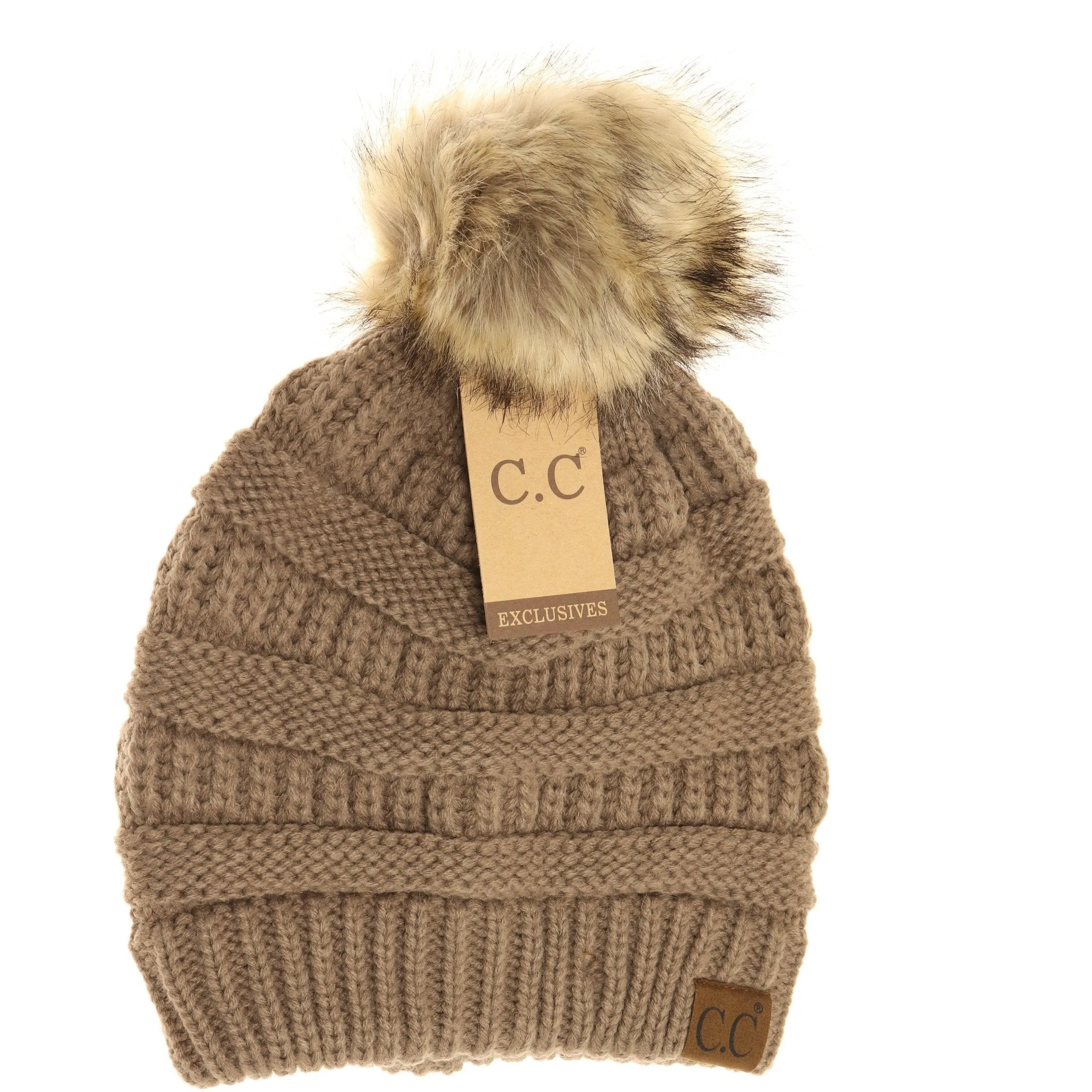 Women's CC Beanie w/ Fur Pom