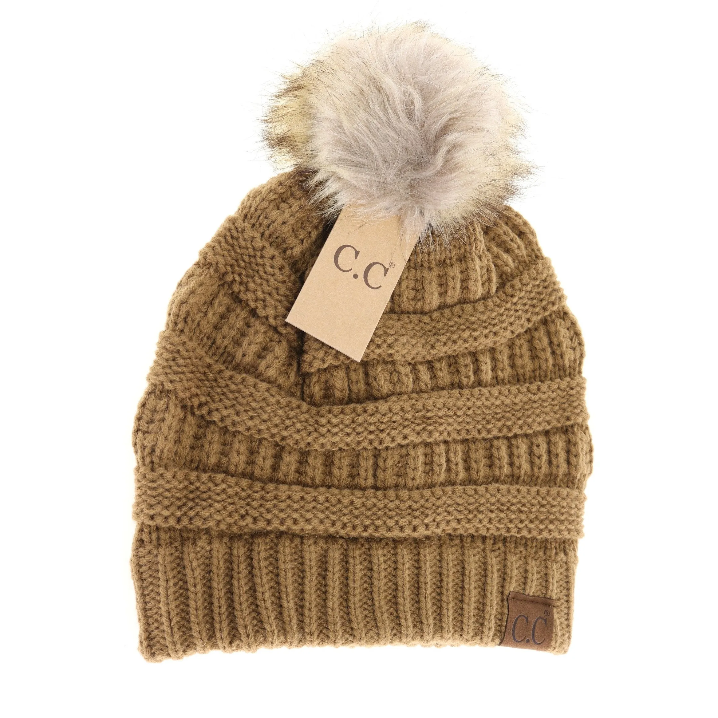 Women's CC Beanie w/ Fur Pom