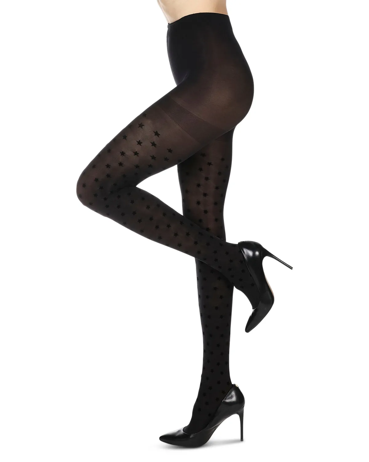 Women's Flocked Stars Opaque Tights