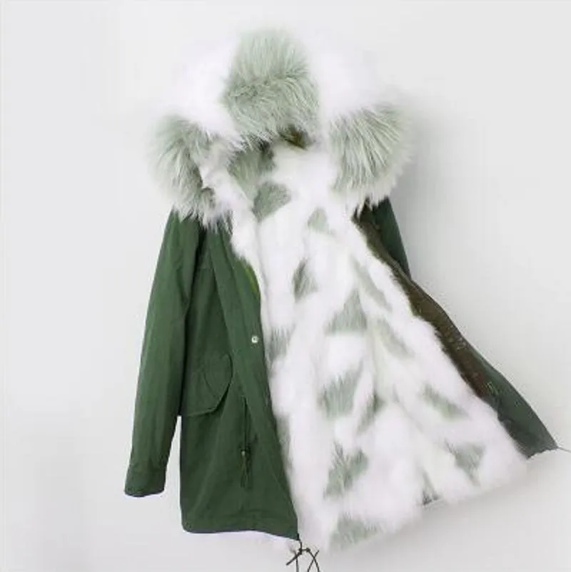 Women's Winter Casual Warm Hooded Parka With Raccoon Fur