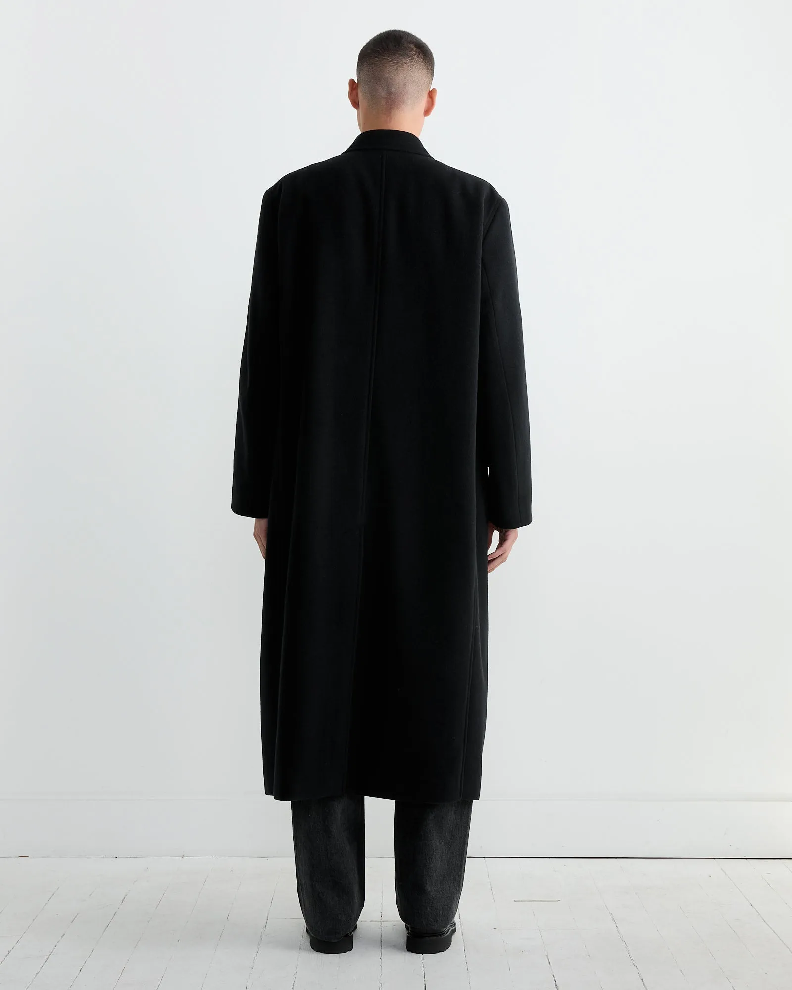 Wool Mosser Chesterfield Coat in Black