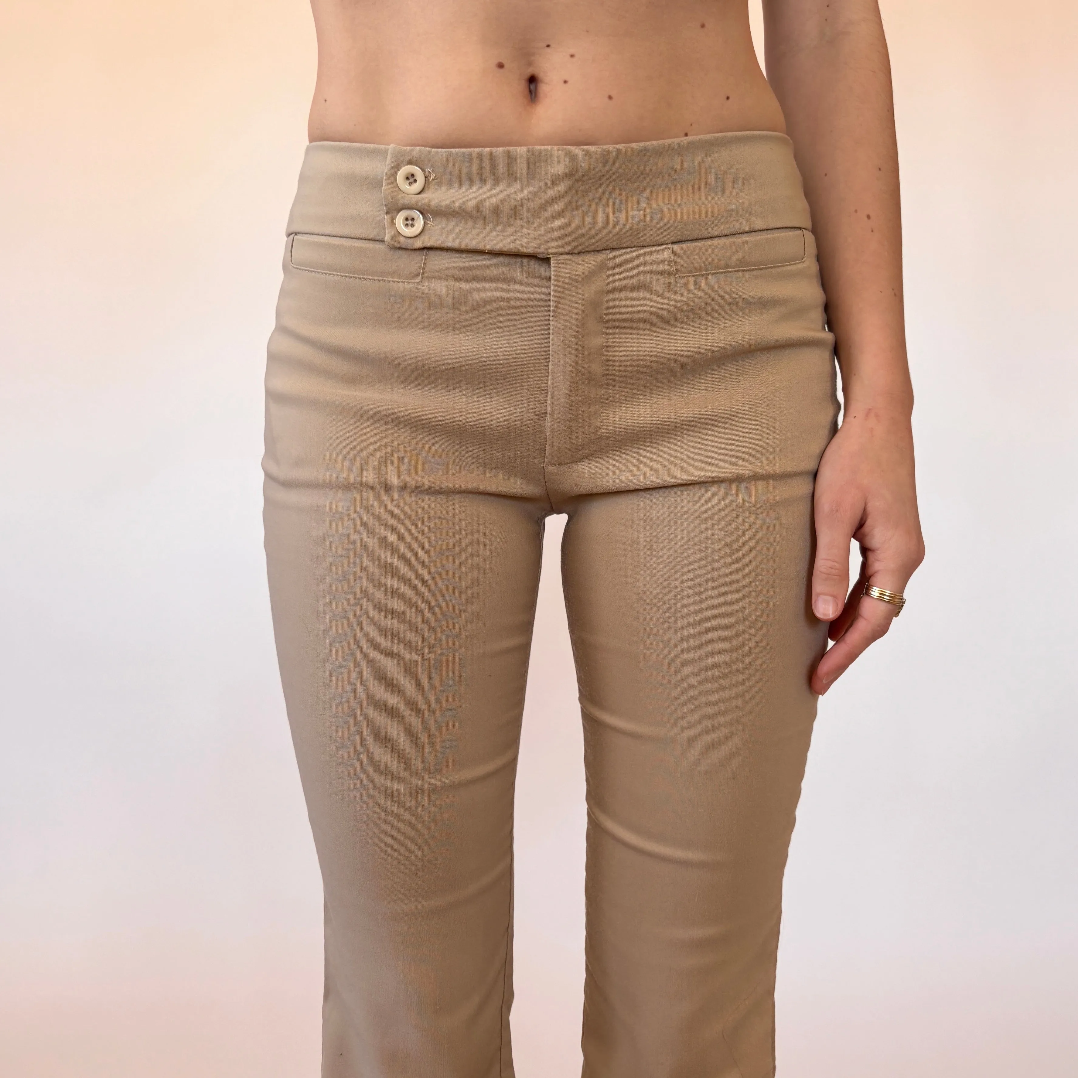 Y2K Nude Flare Trousers (XXS/XS)