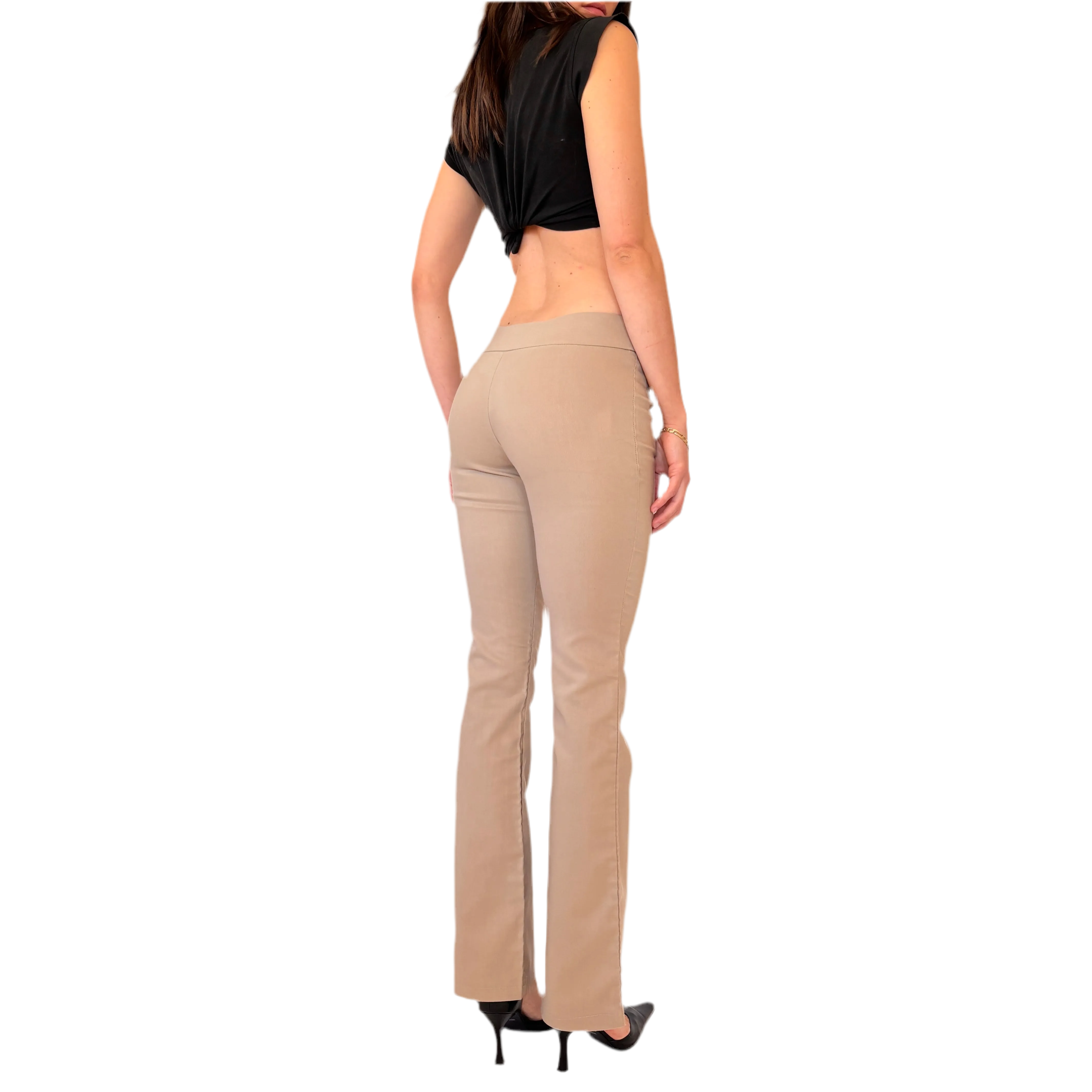 Y2K Nude Flare Trousers (XXS/XS)